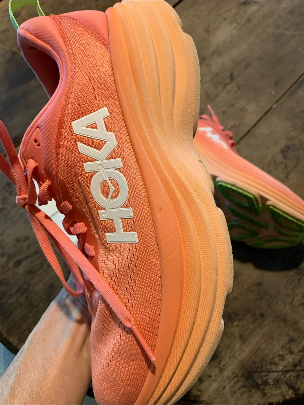 Like New Hoka Bondi 8 Coral/Papaya Running Shoes - Picture 11 of 11